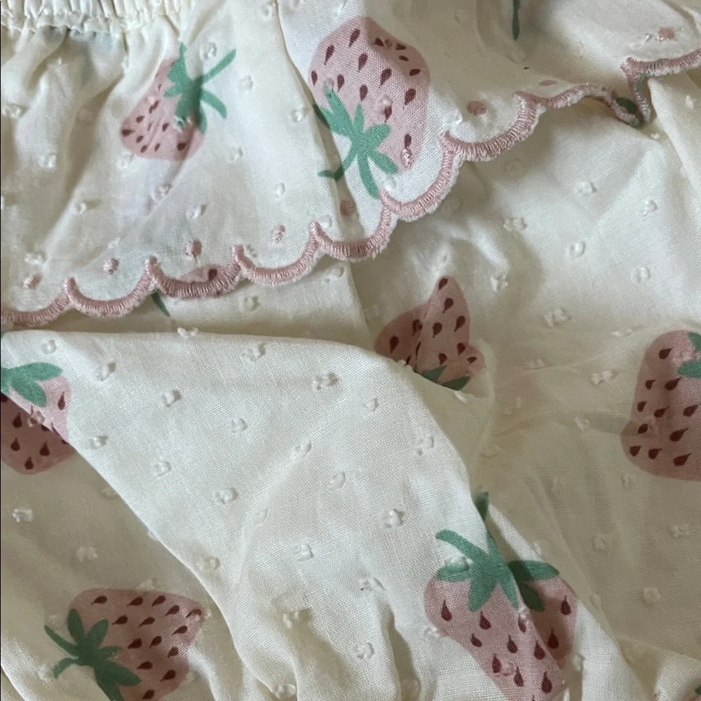 Jessica Simpson White & Pink Strawberry Cotton Top and Bloomers